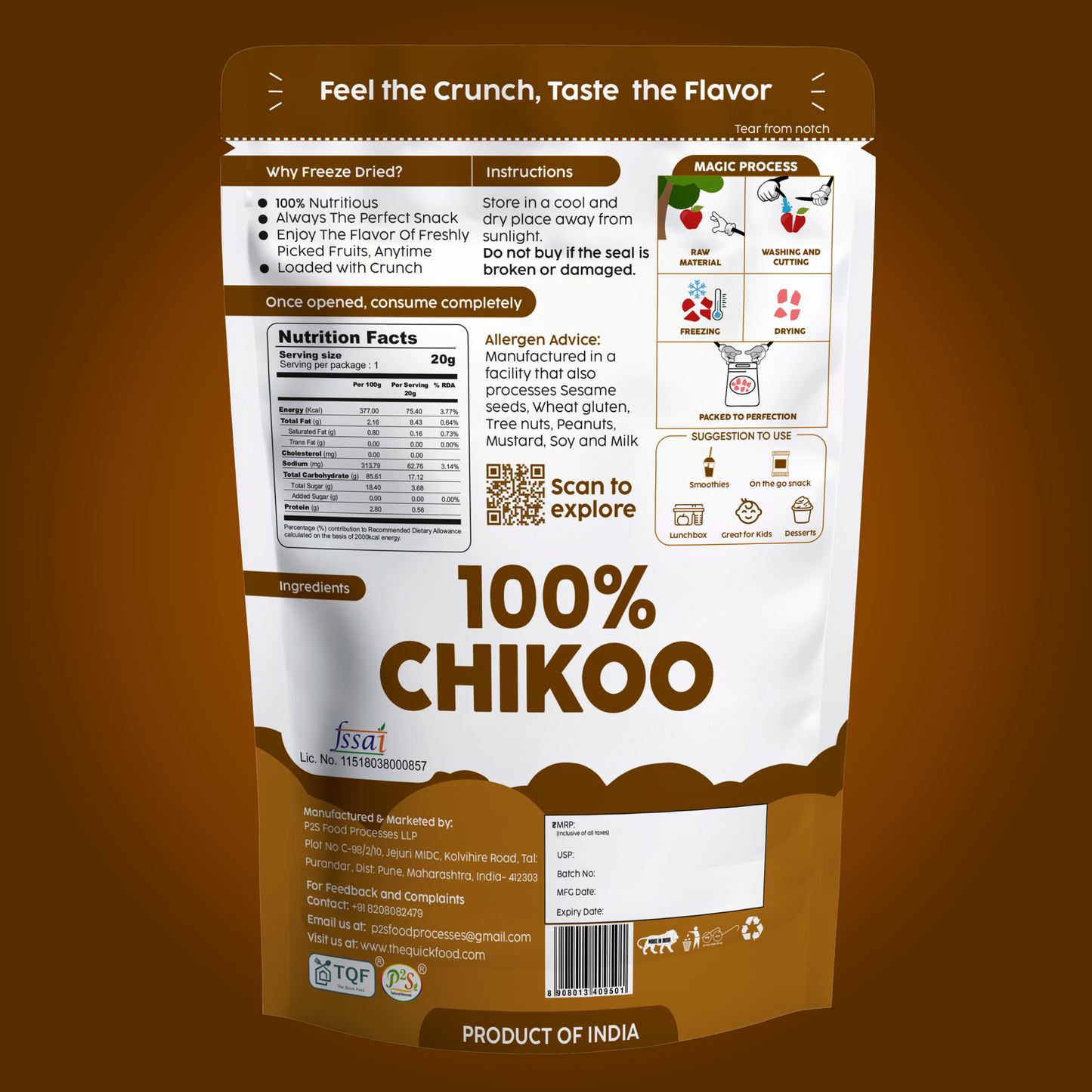 Freeze Dried Chikoo
