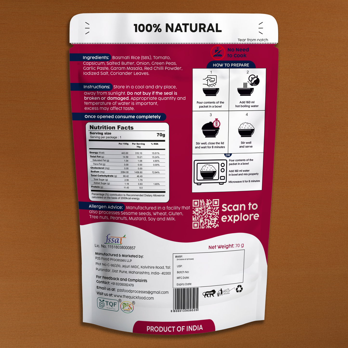Freeze Dried Tawa Pulao