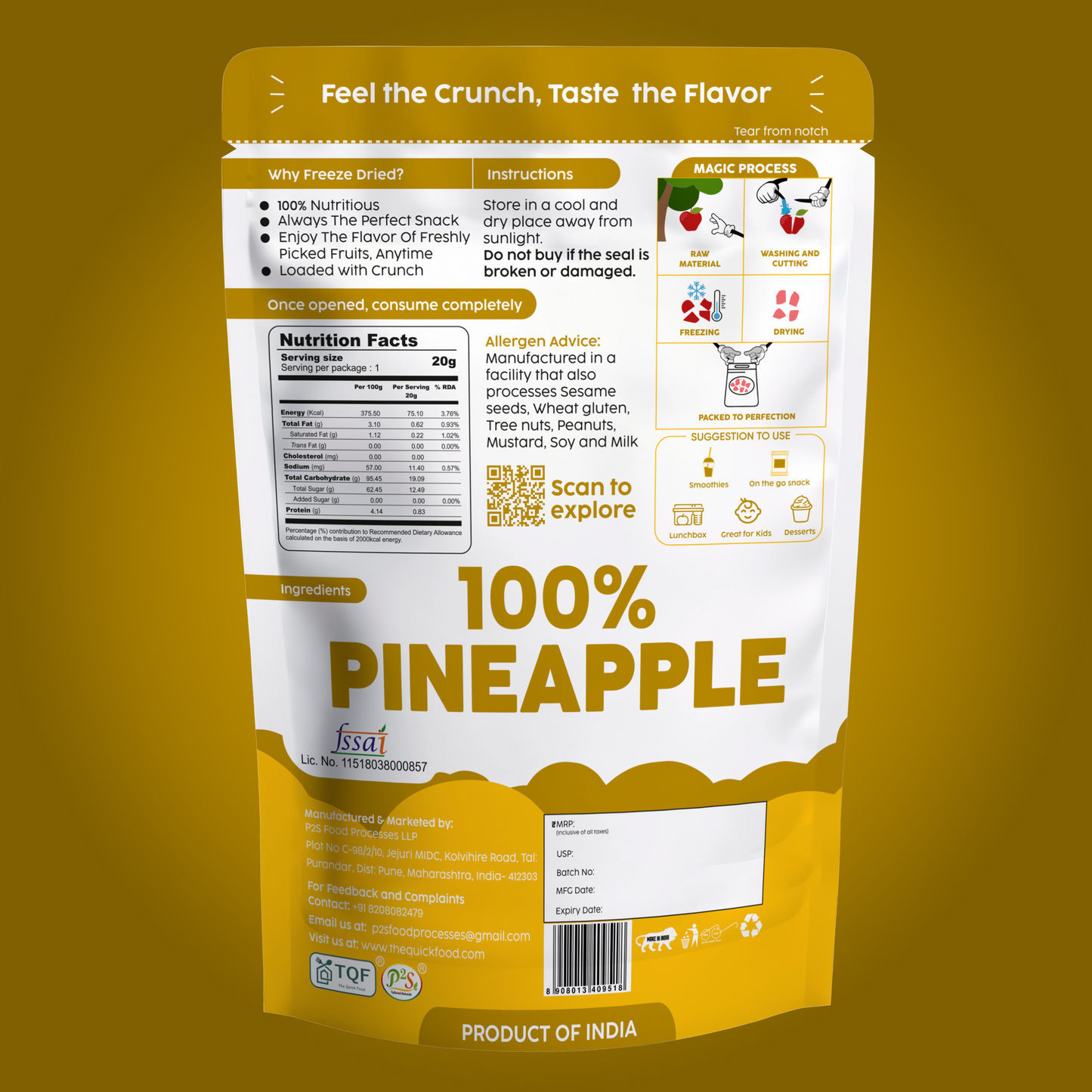 Freeze Dried Pineapple Pack of Two
