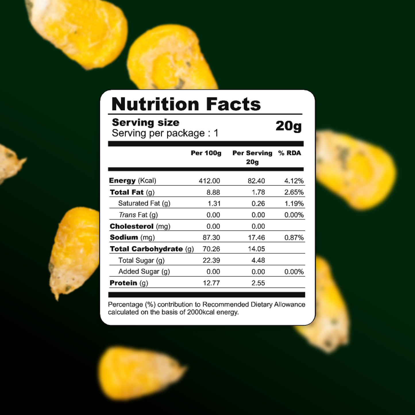 Freeze Dried Crunchy Corn - Cream and Onion