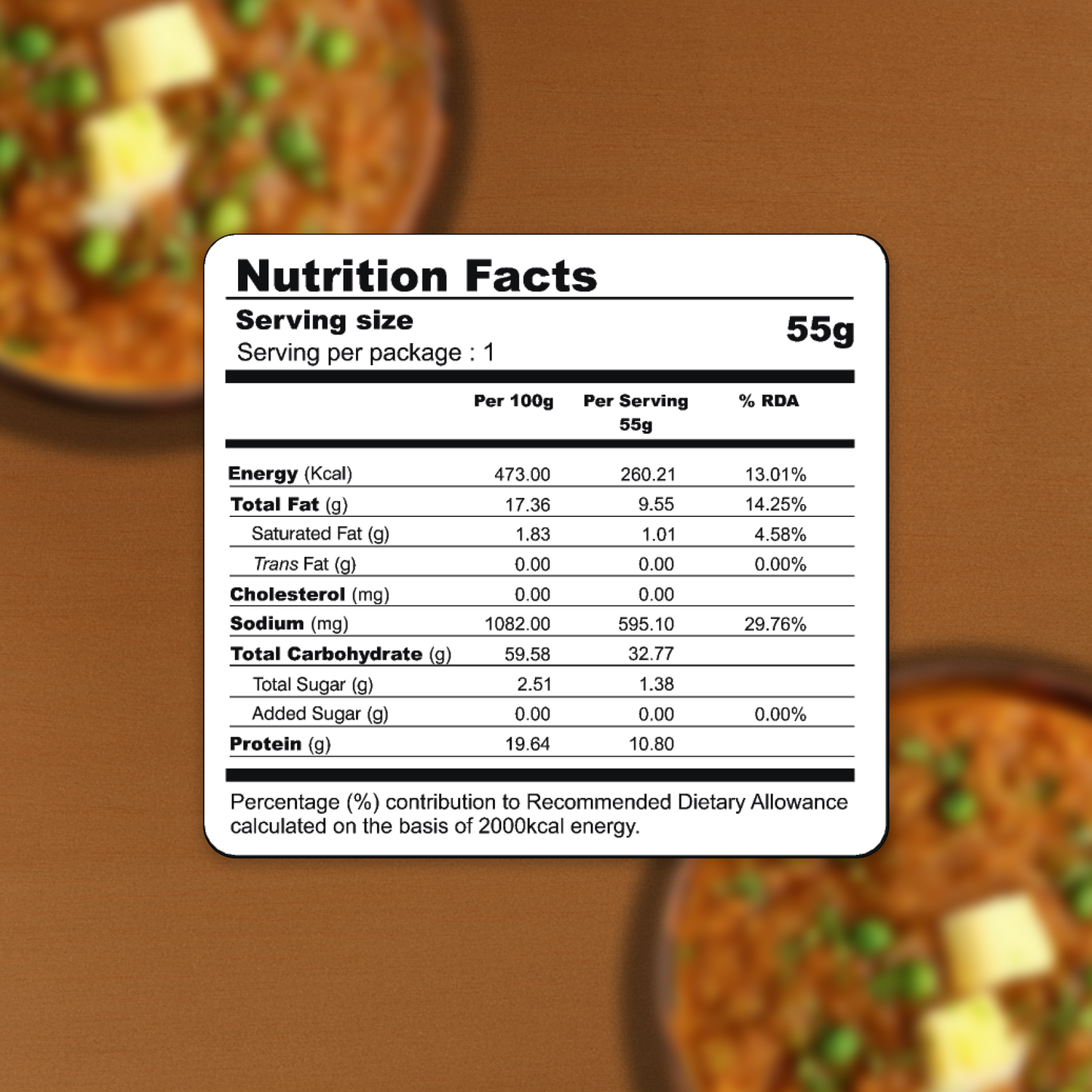 Freeze Dried Jain Pav Bhaji